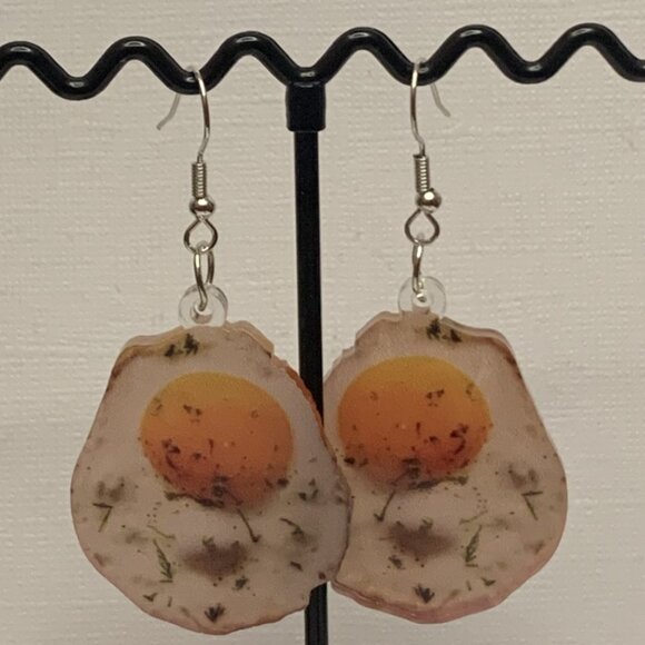 Egg Earring, Funny Food Earring, Chef Earring, Cook Earring, Food Jewelry, Eggs - Picture 1 of 4